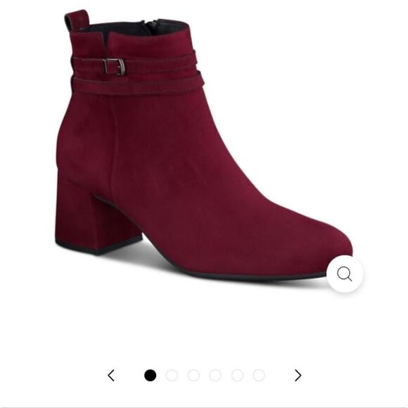 Paul Green Sydney Ankle Boots in Bordo Red Suede size 4 NWT - Picture 1 of 8